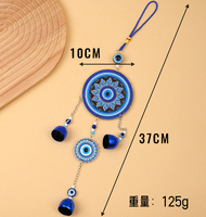 Carillon éolien créatif 3D fait main avec pendentif œil porte-bonheur et cloche métallique, décoration murale pour la maison