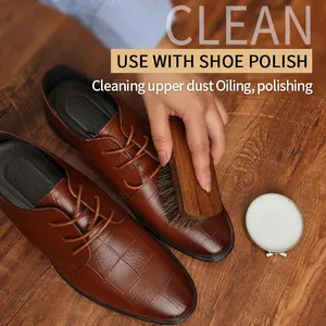 Fabrika toptan özel Logo Premium ahşap at saç ayakkabı parlatıcı fırça Sneaker ayakkabı temizleme fırçası