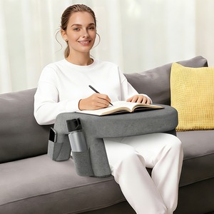 Multi-Functional Laptop Pillow With Cup Holders <b>For</b> Sofa <b>Bed</b> Office Use Dark Gray Light Gray Polyester Memory Foam Core - Product Image 2