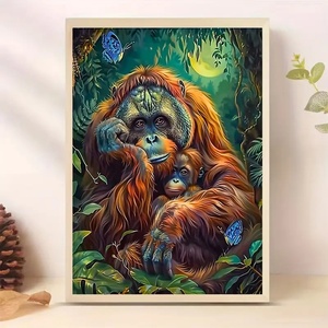 Peinture en résine personnalisable de haute qualité avec mosaïque de diamants 5D écologique à perçage rond, motif jungle orang-outan, vente en gros - Product Image 6