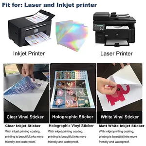Étiquette Jinya papier autocollant à jet d'encre holographique auto-adhésif papier autocollant holographique imprimable à jet d'encre étanche