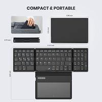 Keyboard Portabel 3 Saluran Ultra Tipis Lipat, Keyboard dan Mouse Lipat Fleksibel dengan Touchpad untuk iPad
