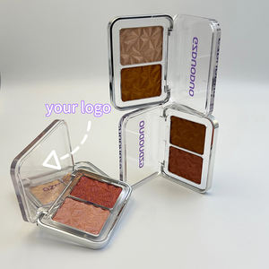 Venta al por mayor vegano crueldad libre 2 colores resaltador brillo polvo maquillaje paleta personalizado logotipo privado - Product Image 2