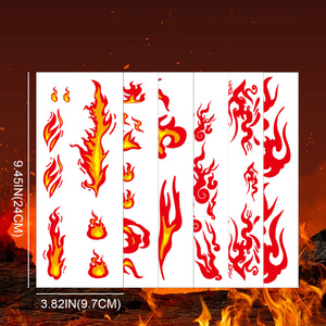 Tatuajes Temporales 3D con Llamas Realistas, Calcomanías de Arte Corporal para Halloween, Cosplay, Cara/Mano/Clavícula, Pegatinas de Tatuajes con Llamas - Product Image 4