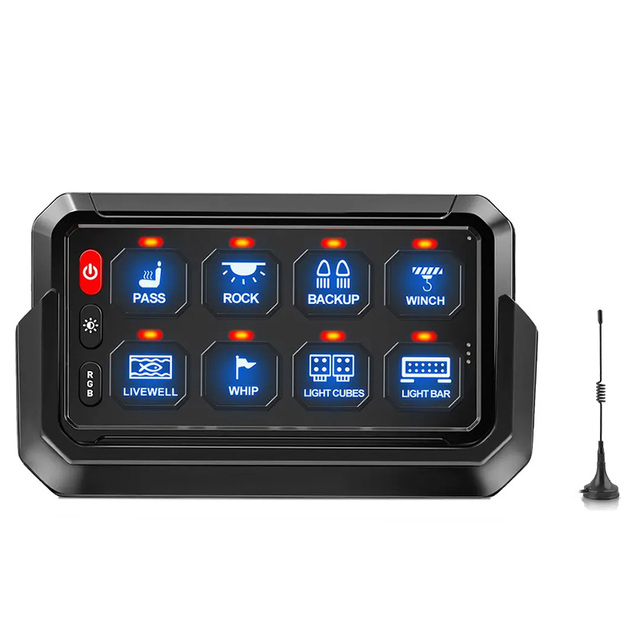 12V 24V RGB Dimmer Switch Panel 8 Gang Wireless Switch Panel for Jeep Off Road Truck Boat SUV UTV ATV Camper