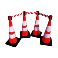 Bande de signalisation rétractable réfléchissante jaune-noire en PVC pour cône de signalisation, longueurs 2,3m/5m, pour poteau d'isolation