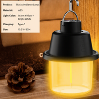 Lanterne de camping LED portable rechargeable, lampe de tente à lumière chaude avec affichage de la puissance de la batterie et crochet de suspension pour la randonnée en plein air