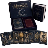 Cartes de tarot personnalisées Keji, édition artisanale, imprimées - 78 cartes, papier d'art 300 g/m², bords dorés à la feuille d'argent, vernis sélectif UV, coins arrondis, pour la famille