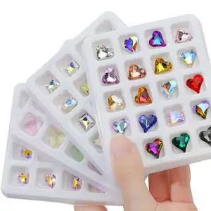 3D Nail Art Dekorationen Herzform geschnitzte Strass steine DIY Crystal Stones Charms Glas nagel Strass steine