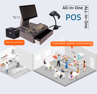 Caja Registradora Inteligente Todo en Uno con Sistema POS Windows 10/11, Lector de Códigos de Barras, Cajón de Efectivo, Impresora y Teclado