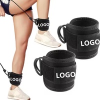Bandes de résistance en néoprène rembourrées avec anneau en D pour machines à câble de gym, abducteurs de hanche, et sangles de cheville réglables avec logo personnalisé
