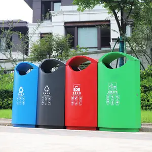 Popular pátio pouco papeleras escaninhos galvanizado comercial de grande capacidade ao ar livre lata de lixo do lado de fora