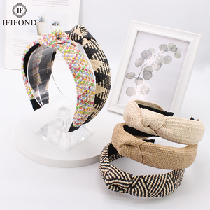 IFOND Bandeaux larges tressés style <span class=keywords><strong>bohème</strong></span> pour femmes, parfaits pour le quotidien et les vacances à la plage - Product Image 1