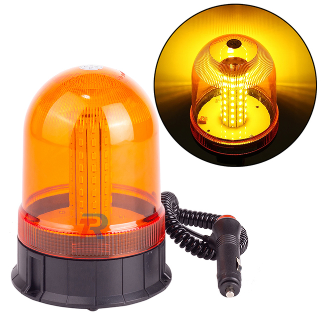 80 LED Auto Beacon Strobe Lamp 5.5 Inch Vehicle Roof Magnet Base Rotary Flashing Hazard Stroboscope Light 12V 24V New 80 Watts