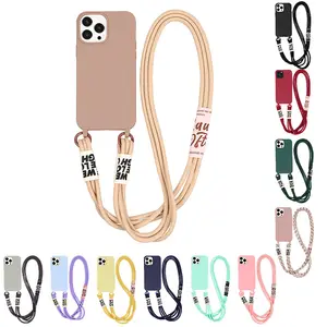 Crossbody kolye kayış kordon telefon IPhone için kılıf 15 14 13 11 12 Mini Pro XS Max XR X 7 8 artı yumuşak kapak