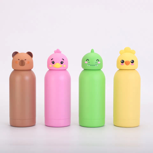 Cute Animal Head Lid Kids Stainless Steel Vacuum <b>Insulated</b> Water Bottle Portable Handle Leakproof Thermal <b>Flask</b> - Product Image 5