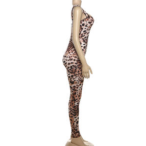 Viviblook Z0114JP01 Bodycon de mujer 2025 primavera nueva moda Sexy estampado de leopardo Correa sin espalda cintura alta mono ajustado - Product Image 4