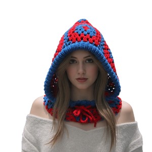 Cagoule <span class=keywords><strong>de</strong></span> <span class=keywords><strong>ski</strong></span> au crochet motif carré Granny pour <span class=keywords><strong>femme</strong></span>, faite main, style vintage, avec liens <span class=keywords><strong>de</strong></span> fixation - Product Image 5
