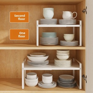 Étagère de rangement télescopique en métal à un seul niveau pour armoire, organisateur de bouteilles d'épices et d'assaisonnements, étagère de comptoir pour appareils - Product Image 2