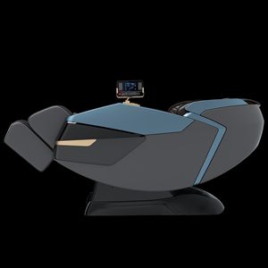 Fauteuil de massage musical de luxe, corps entier, bras robotisé 4D, zéro gravité, usage domestique, bleu et brun foncé - Product Image 2