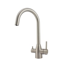 Haute qualité Satin brossé avec couvercle UV 304 acier inoxydable 3 voies robinet propre boire eau chaude froide évier mélangeur robinet de lavage