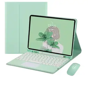 الضوء الأخضر أغطية جلد حالة اللاسلكية الأزرق الأسنان لوحة المفاتيح مع القلم فتحة لسامسونج غالاكسي تبويب S6 لايت 10.4 حالة لوحة المفاتيح