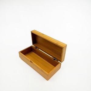 Bamboo Flip Top Eyeglass Case Rectangle <b>Foldable</b> <b>Sunglasses</b> Storage Box For Travel And Daily Use - Product Image 2