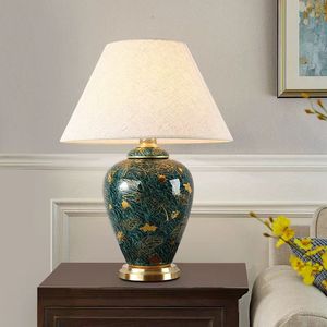 Lampada da <span class=keywords><strong>tavolo</strong></span> con base in ceramica blu e oro europeo porta rame e27 lampada da scrivania con cavo - Product Image 3