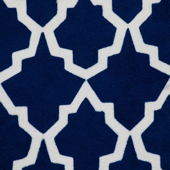 HMS 20\" Soft Blue White Geometric Cotton Throw Pillow Embroidered Printed Jacquard Woven Fabric Microfiber Filling Memory