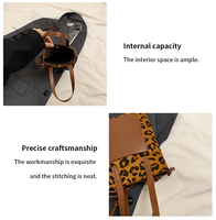 Sac à bandoulière rétro portable pour femme, imprimé léopard, patchwork, grande capacité, durable, léger, imperméable, avec fermeture éclair