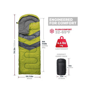 Sac de couchage enveloppant Woqi pour adulte, 1,8 kg, coton respirant, pour le camping, la randonnée, utilisation en plein air, vert herbe - Product Image 2