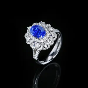 2021 Vintage Wedding Custom jewelry 9k 10k 14k 18k 22k 24k platinum Jewellery PT18k gold 2.63ct Sapphire jewellery ring