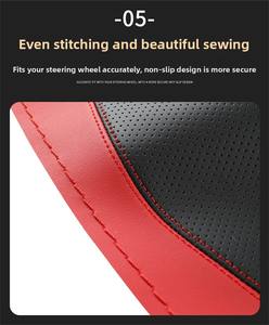 Housse de <span class=keywords><strong>volant</strong></span> de voiture en <span class=keywords><strong>cuir</strong></span> PU de haute qualité cousue à la main bricolage mince accessoire de protection respirant antidérapant - Product Image 6