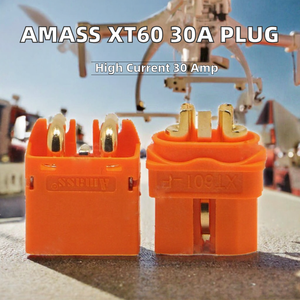 Connecteur de batterie XT60 orange mâle-femelle 30A 500V 4P en cuivre avec broche de signal XT60I-F XT60IPW-M pour câble d'alimentation de drone - Product Image 2