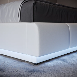 <span class=keywords><strong>Lit</strong></span> superposé king size rembourré avec cadre de <span class=keywords><strong>lit</strong></span> superposé avec <span class=keywords><strong>rangement</strong></span> et DEL au design exclusif avec plateforme entièrement capitonnée - Product Image 2