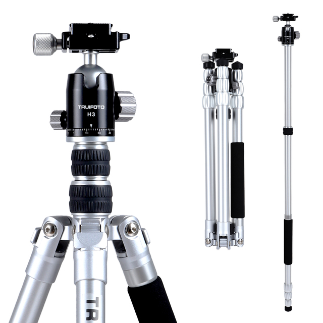 Professional Portable with 360 Panorama Ball Head Lightweight Silver Camera Tripods Stand Monopods for Photography Video Hunting