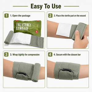 Bandage <span class=keywords><strong>israélien</strong></span> durable Risenmed, 6 pouces, bandages d'urgence, <span class=keywords><strong>garrot</strong></span> médical, bandage stérile en rouleau pour le camping en plein air, la randonnée - Product Image 3