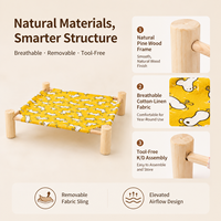 Cama Elevada para Gatos OEM con Marco de Madera, Hamaca para Mascotas, Desmontable, Lavable, Transpirable, Refrescante, Portátil, Plegable, Cama de Camping para Gatos y Perros