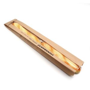Emballage de boulangerie de détail écologique recyclé sur mesure, sac à pain en papier kraft pour baguette française avec fenêtre - Product Image 3
