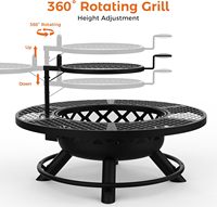 Barbecue portable multifonctionnel ODM en acier robuste avec foyer à bois et grille réglable à 360°, 2 brûleurs, pour fêtes en extérieur