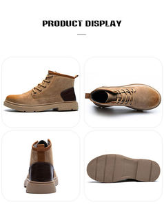 Bottes de travail antidérapantes durables pour hommes, <span class=keywords><strong>chaussures</strong></span> de sécurité à bout en acier, doublure en peluche respirante, confortables, pour l'été et l'hiver, unisexes - Product Image 3