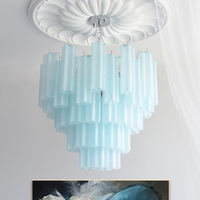 Lustre LED moderne de luxe en fer et verre pour salon, chambre et hôtel, avec hauteur réglable
