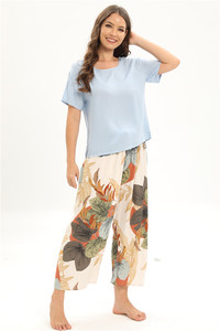 Ensemble de pyjama en satin à imprimé floral romantique pour femmes, col en V, fermeture à cordon, respirant, séchage rapide, printemps, été, automne, extérieur - Product Image 6