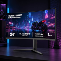 Fabricant OEM ODM, moniteur de jeu incurvé 34 pouces 165Hz 1ms 1500R 4K UWQHD, meilleur moniteur pour les jeux et les jeux sur écran incurvé