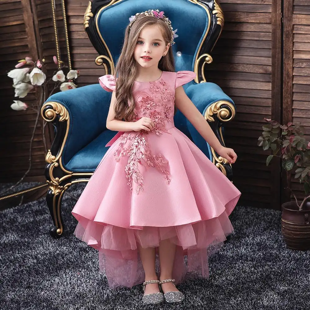 Children's tail dress girl embroidery skirt swallowtail mesh skirt kids dress princess dress