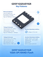 GD5F1GQ5UEYIGR GigaDevice Memoria Flash NAND SPI de 1 Gbit, 3.3V, SLC NAND, Quad SPI, 133MHz, ECC, 2.7V-3.6V, -40°C ° De la C a la 85 ° C