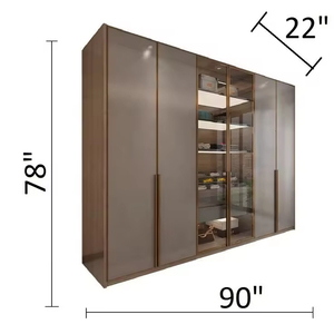 <span class=keywords><strong>Armoire</strong></span> à chaussures et penderie autoportantes sur mesure de style moderne avec profil doré pour salon - Product Image 5