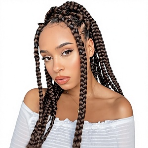 Extensiones de Cabello Trenzado Africano, Fibra de Proteína Sintética Suave de 60 cm para <span class=keywords><strong>Trenzas</strong></span> Jumbo de Ganchillo <span class=keywords><strong>con</strong></span> Doble Trama a Máquina, 3 Piezas (Mediano) - Product Image 1