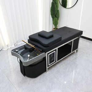 Fauteuil de lavage de cheveux moderne en cuir synthétique noir, démontable et assemblable, pour salon, salle de bain et hôtel, vente en gros - Product Image 6