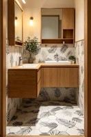 Carrelage mural hexagonal moderne en porcelaine 200x230mm avec motif feuille de Monstera, antidérapant, antibactérien, pour hall et hôtel